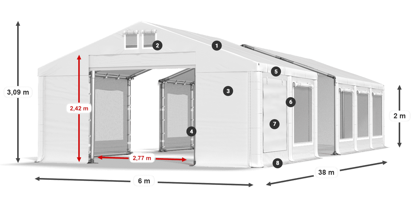 Dach: FR 620 PVC Ściany: SD 500 PVC 2m legenda