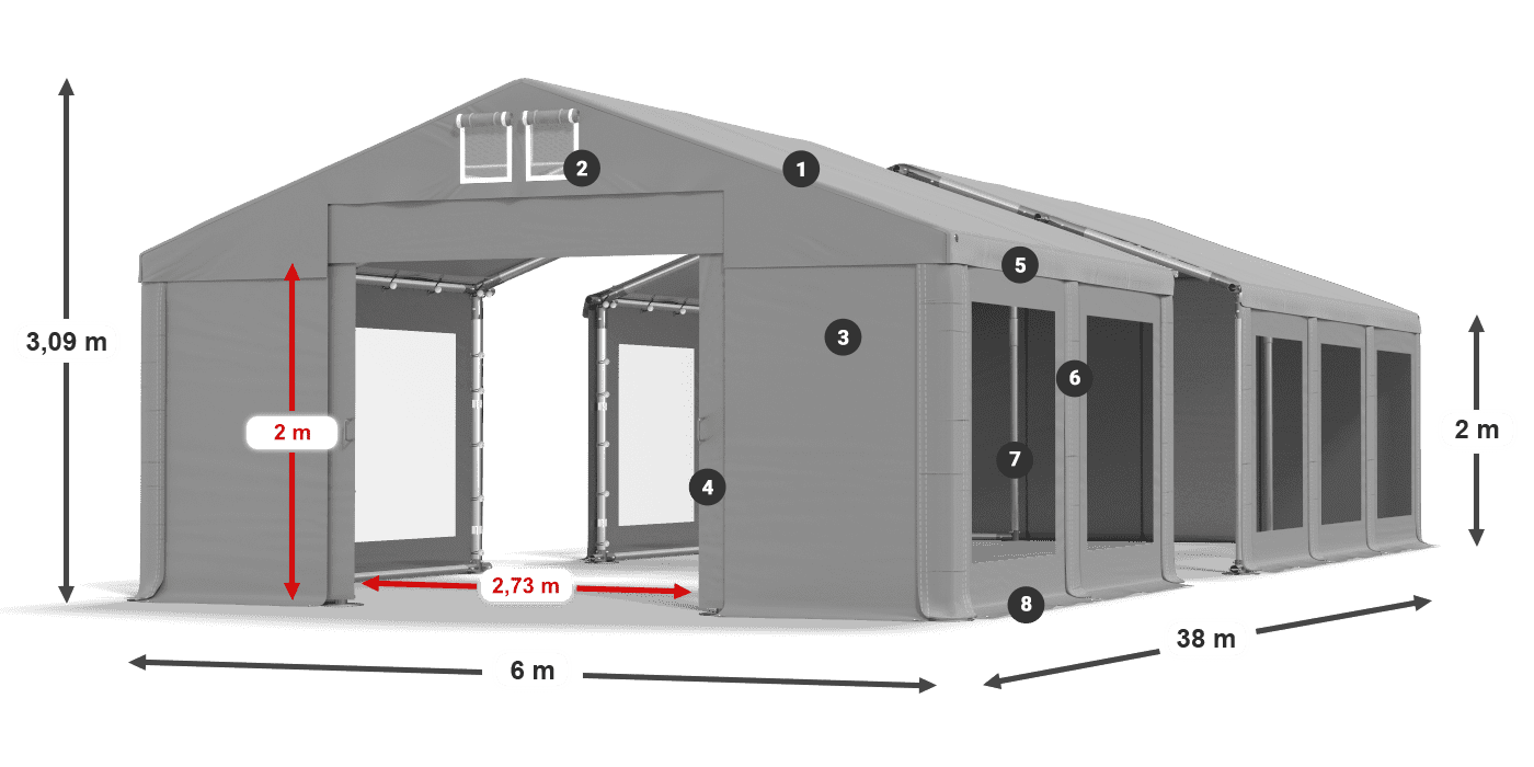 Dach: MS 580 PVC Ściany: MS 580 PVC 2m legenda