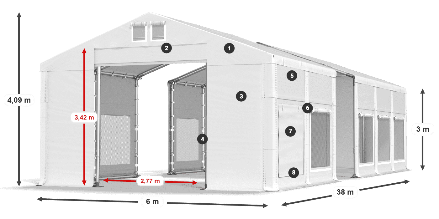 Dach: FR 620 PVC Ściany: SD 500 PVC 3m legenda