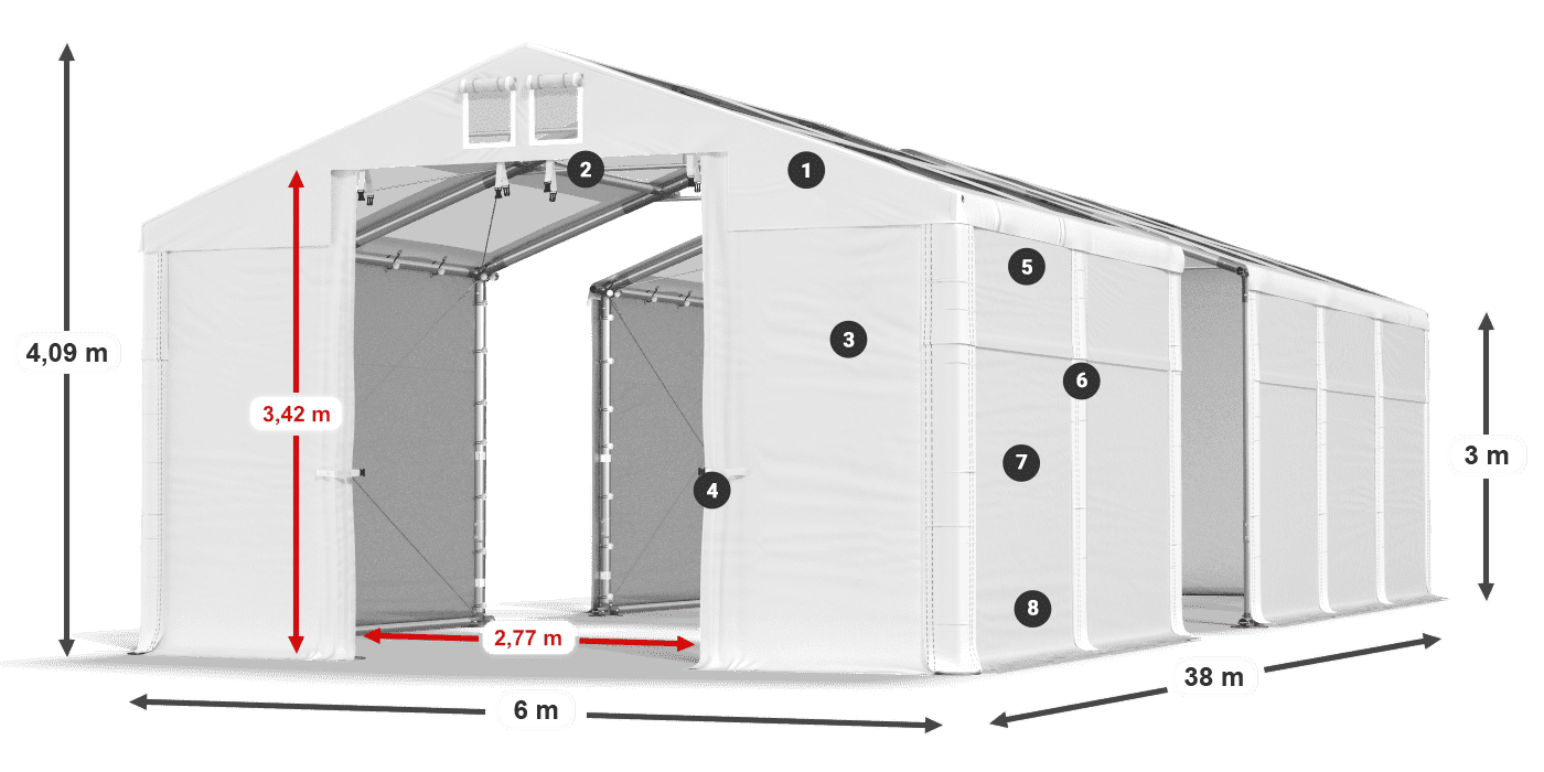 Dach: MS T 580 PVC Ściany: SD 500 PVC 3m legenda