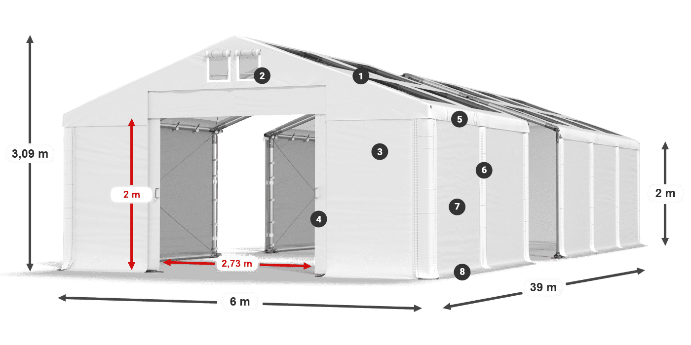 Dach: MS T 580 PVC Ściany: SD 500 PVC 2m legenda