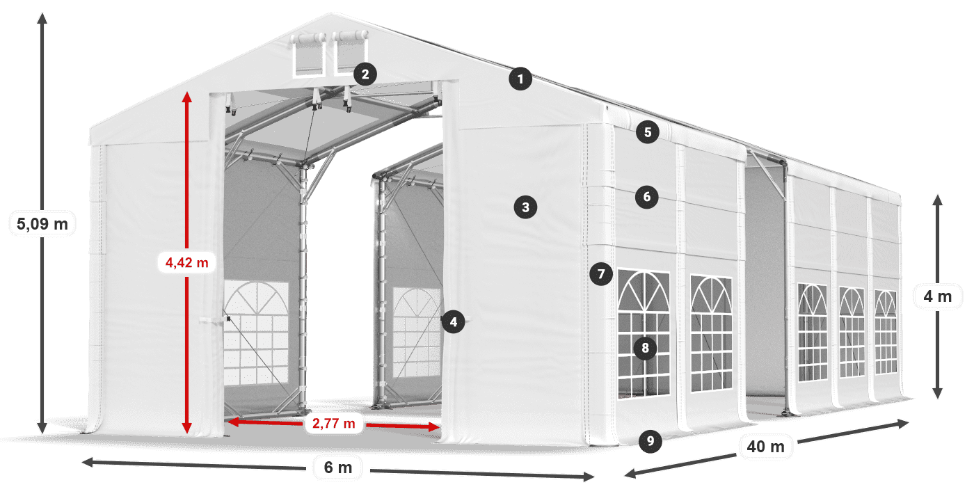 Dach: MS T 580 PVC Ściany: SD 500 I PVC 4m legenda