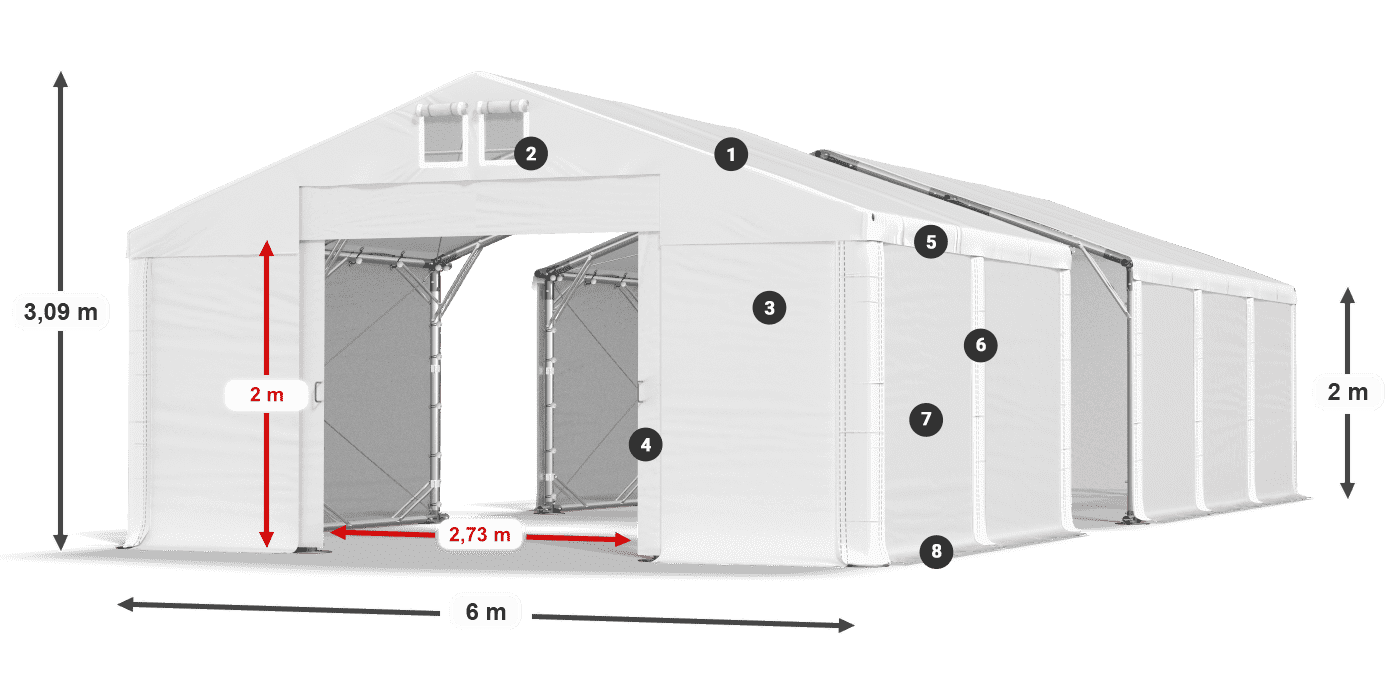 Dach: FR 620 PVC Ściany: SD 500 PVC 2m legenda