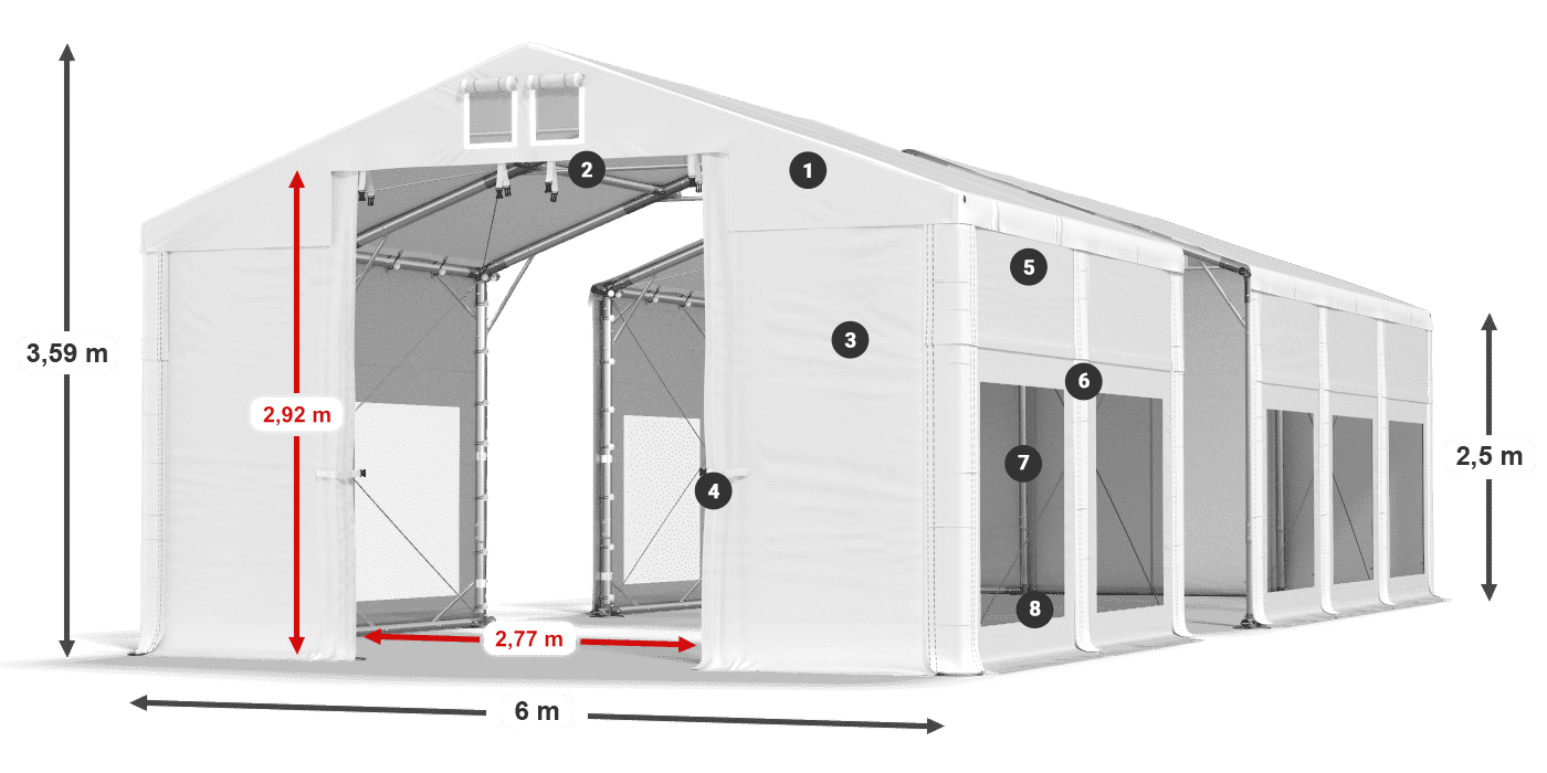 Dach: MS 580 PVC Ściany: MS 580 PVC 2.5m legenda