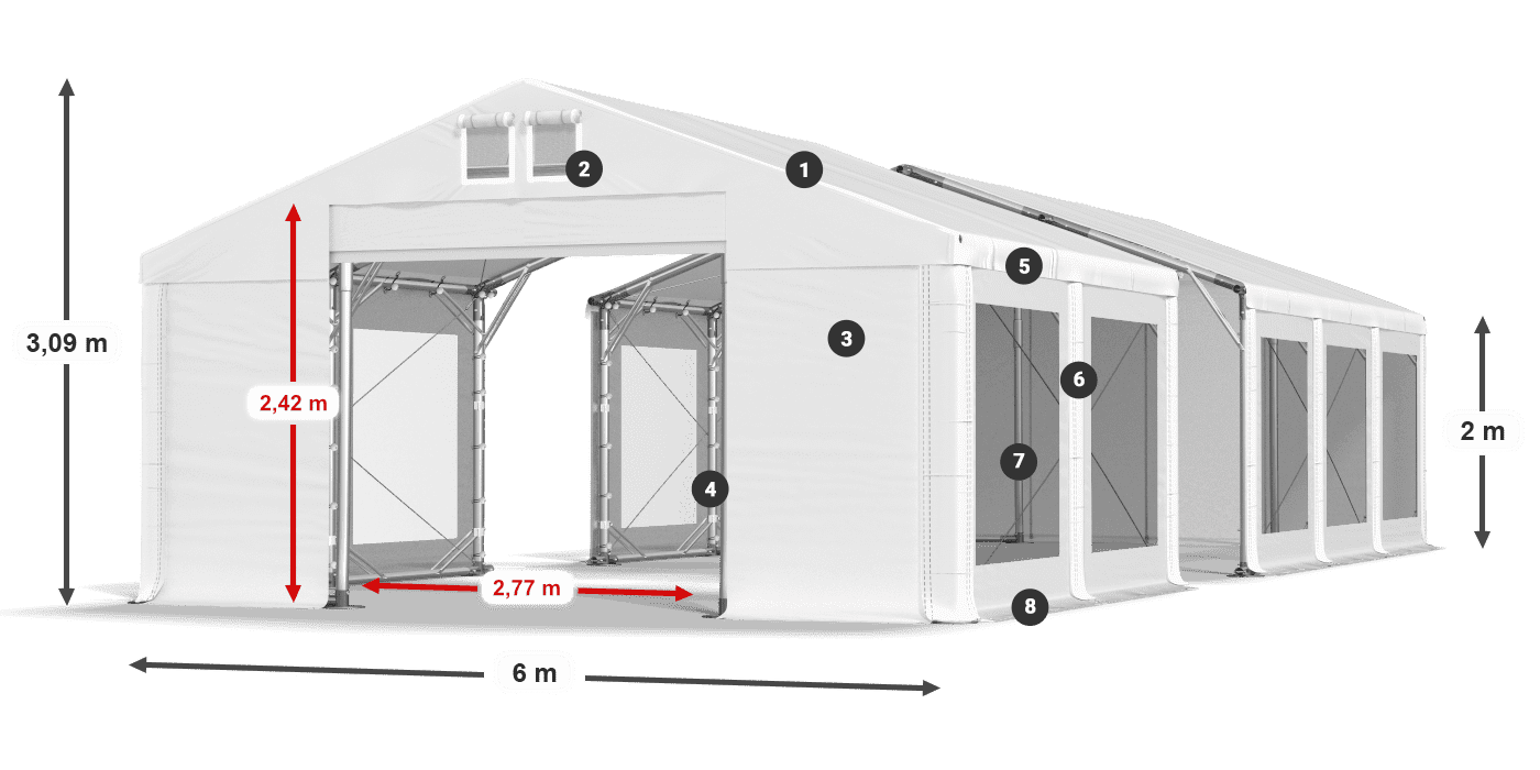 Dach: MS 580 PVC Ściany: MS 580 PVC 2m legenda