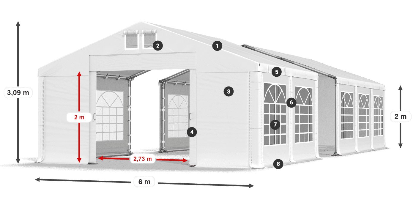Dach: MS 580 PVC Ściany: FR 620 PVC 2m legenda