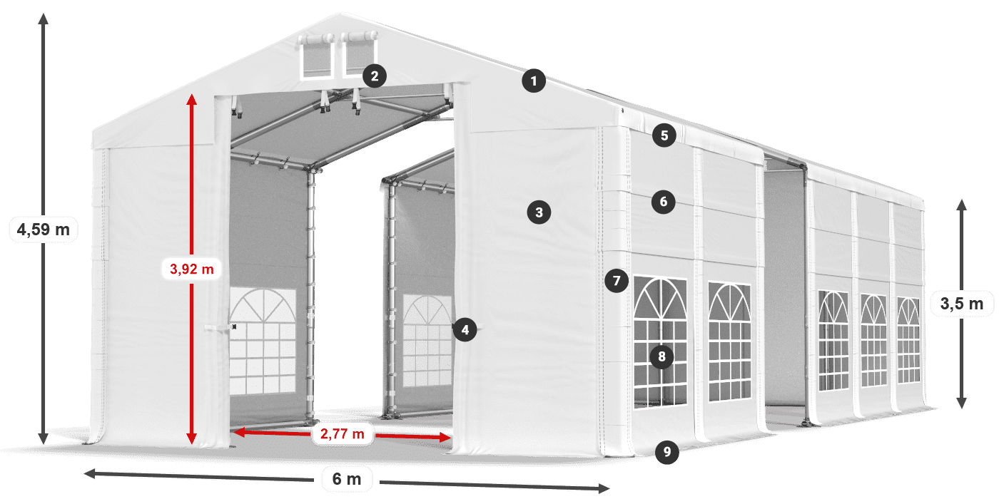 Dach: FR 620 PVC Ściany: SD 500 PVC 3.5m legenda