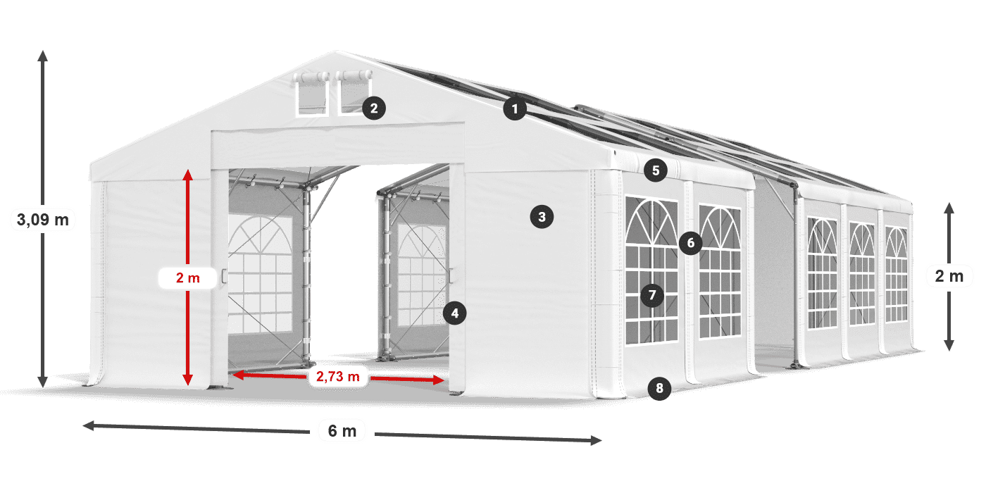 Dach: MS 580 PVC Ściany: SD 500 PVC 2m legenda