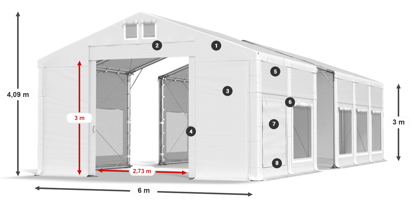 Dach: FR 620 PVC Ściany: SD 500 PVC 3m legenda