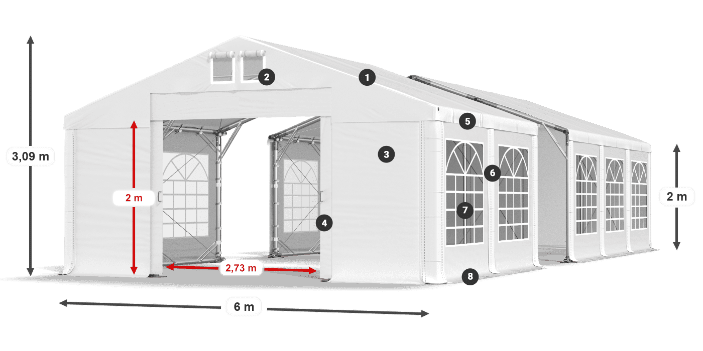 Dach: MS 580 PVC Ściany: FR 620 PVC 2m legenda