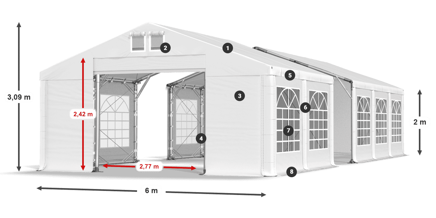 Dach: MS 580 PVC Ściany: FR 620 PVC 2m legenda