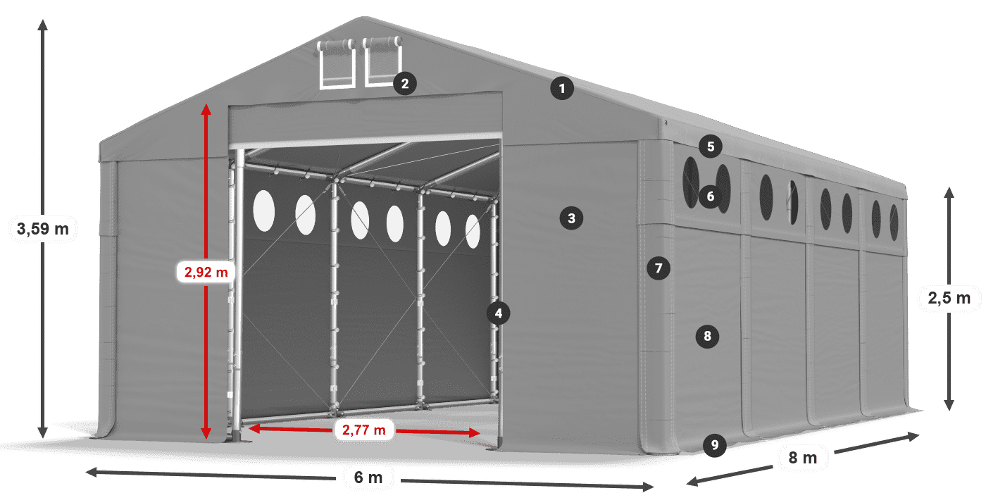 Dach: SD 560 PVC Ściany: MS O 580 PVC legenda 2.5m
