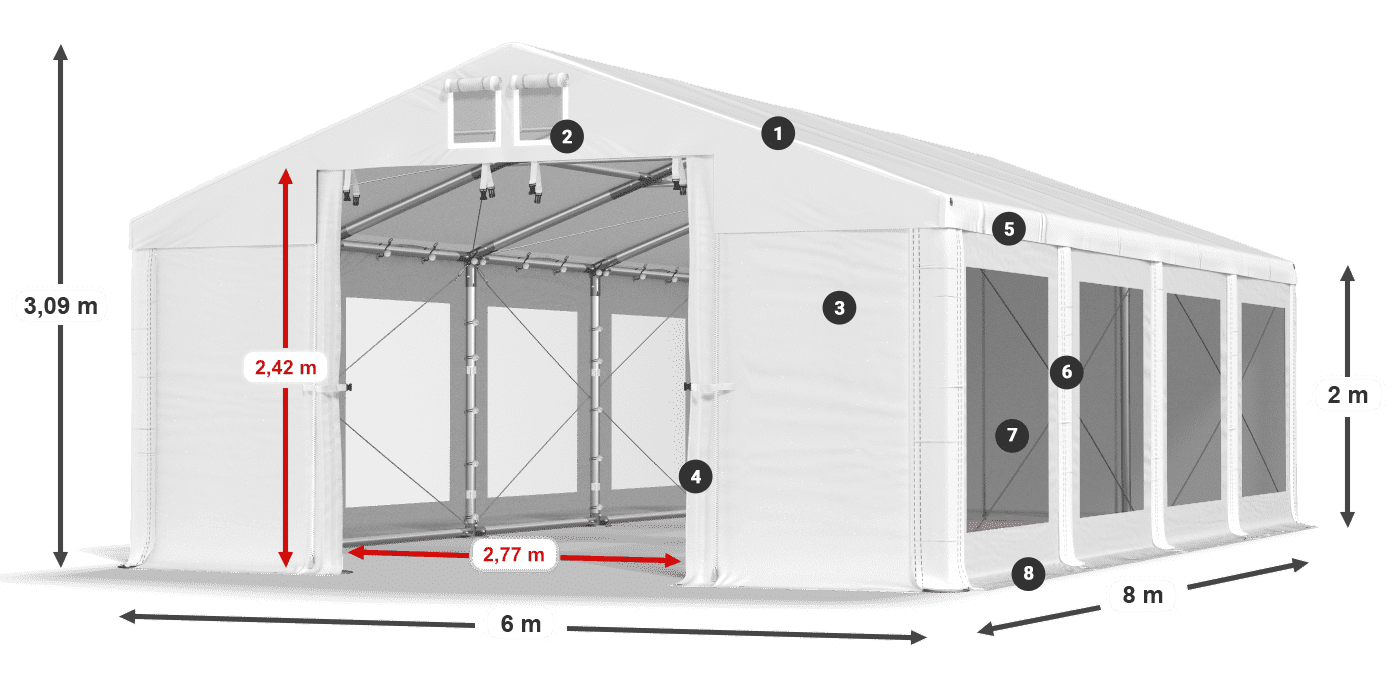Dach: FR 620 PVC Ściany: MS 580 PVC