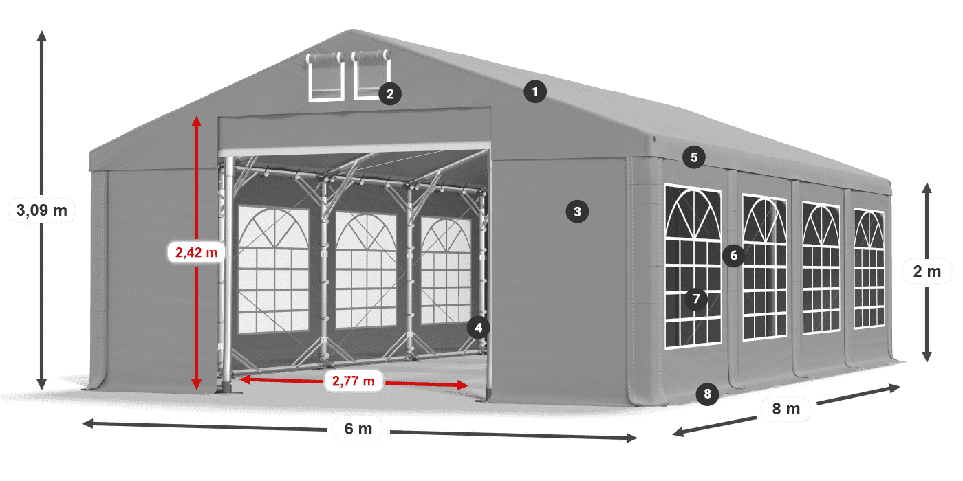 Dach: FR 620 PVC Ściany: SD 500 PVC 2m legenda
