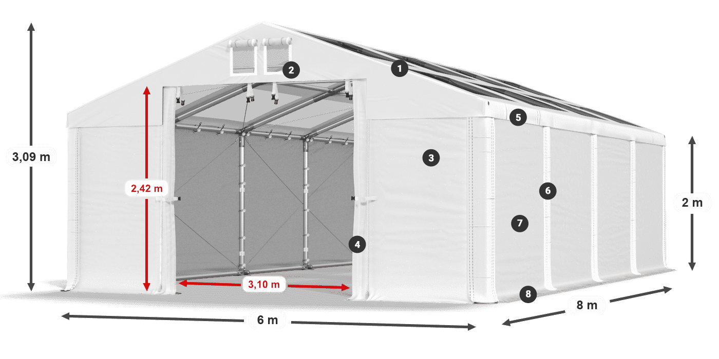Dach: MS 580 PVC Ściany: HFR 750 PVC