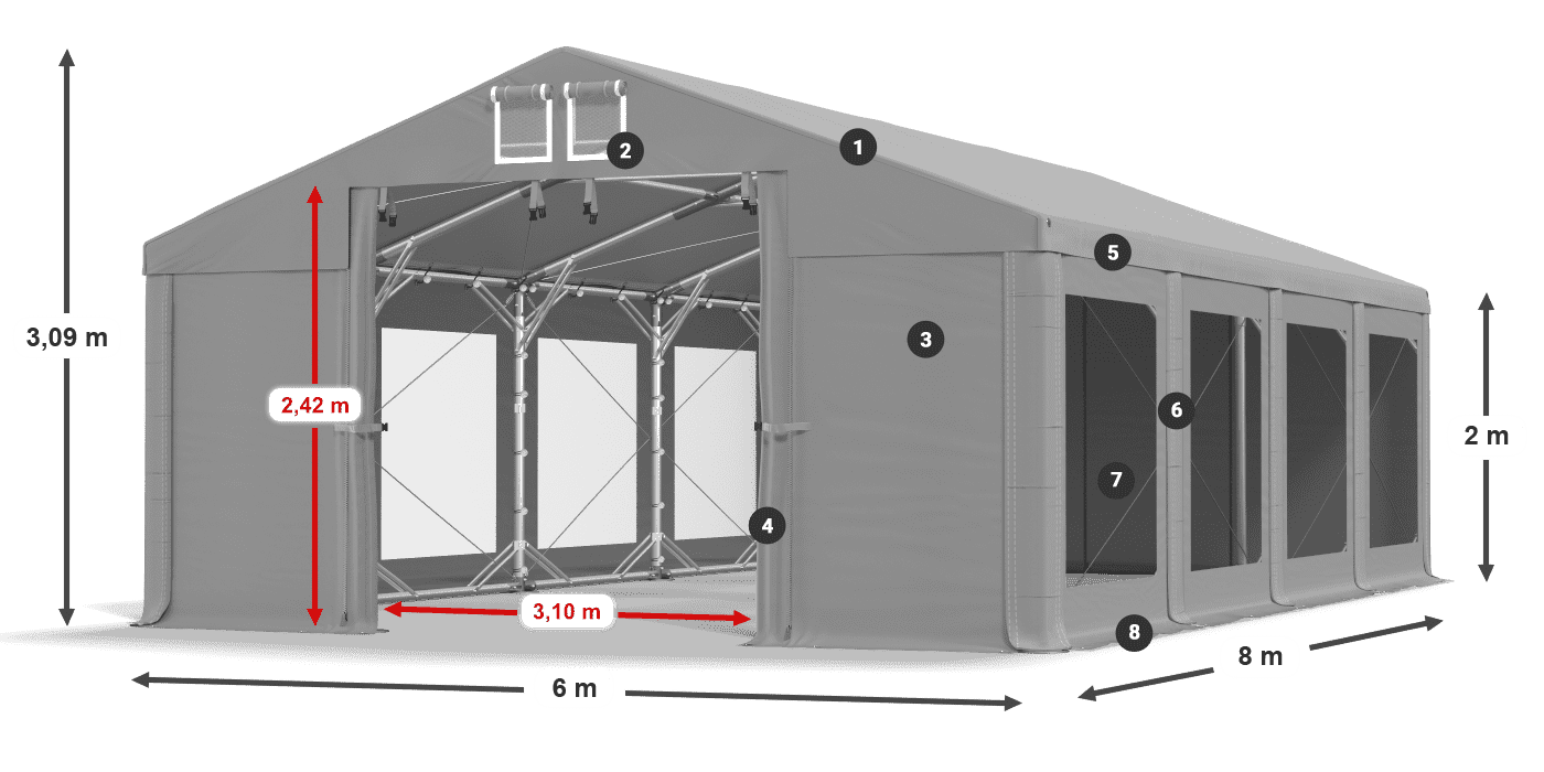 Dach: MS 580 PVC Ściany: MS 580 PVC