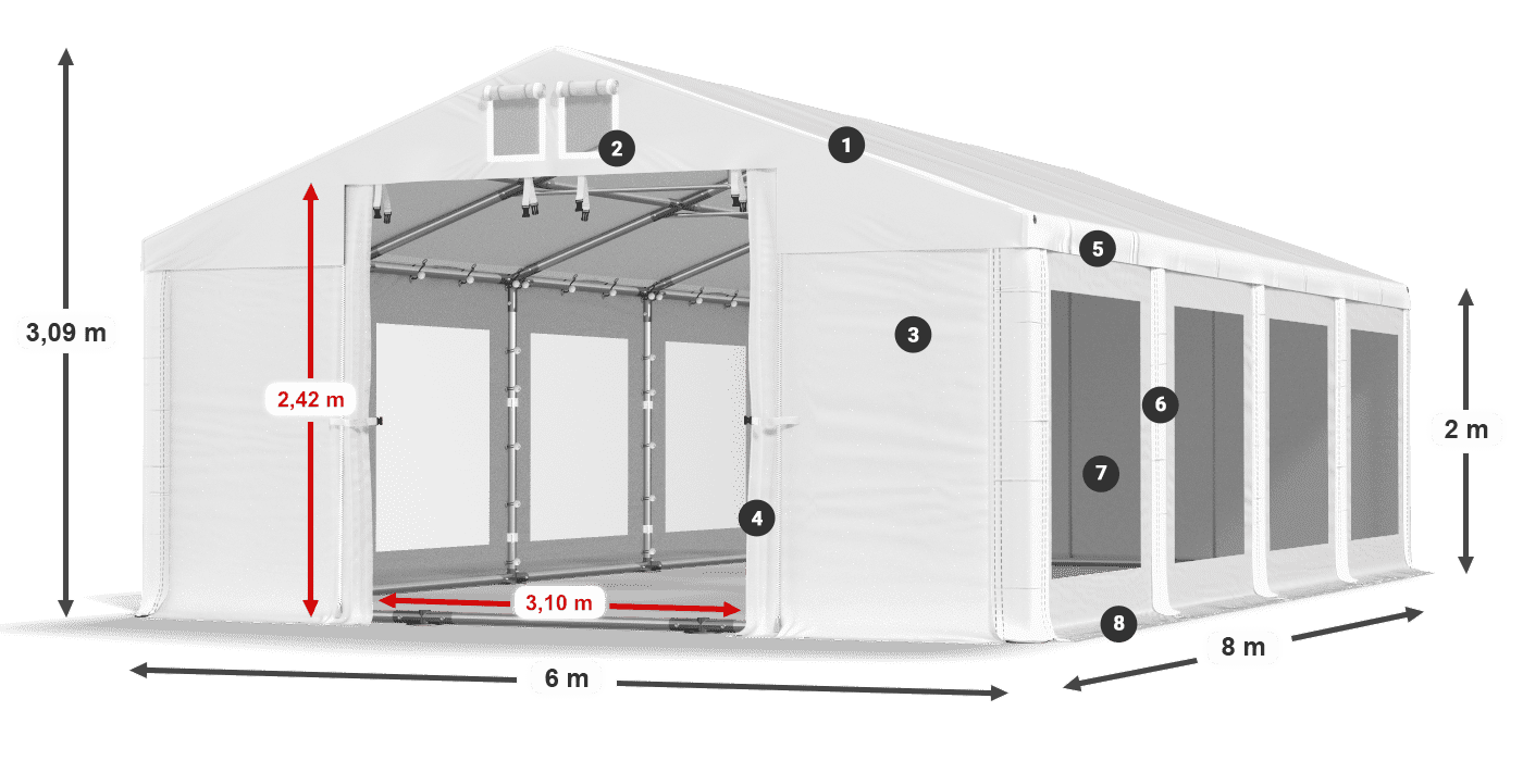 Dach: MS 580 PVC Ściany: MS 580 PVC