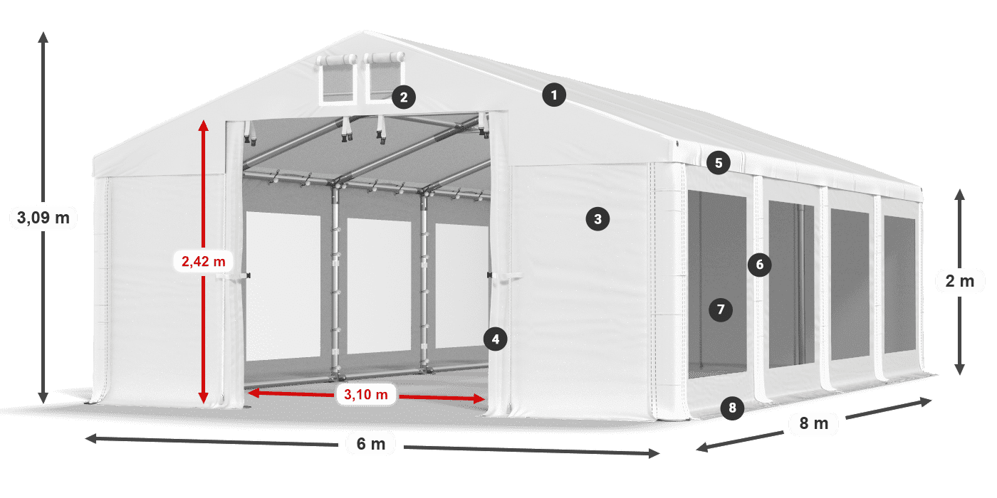 Dach: MS 580 PVC Ściany: MS 580 PVC