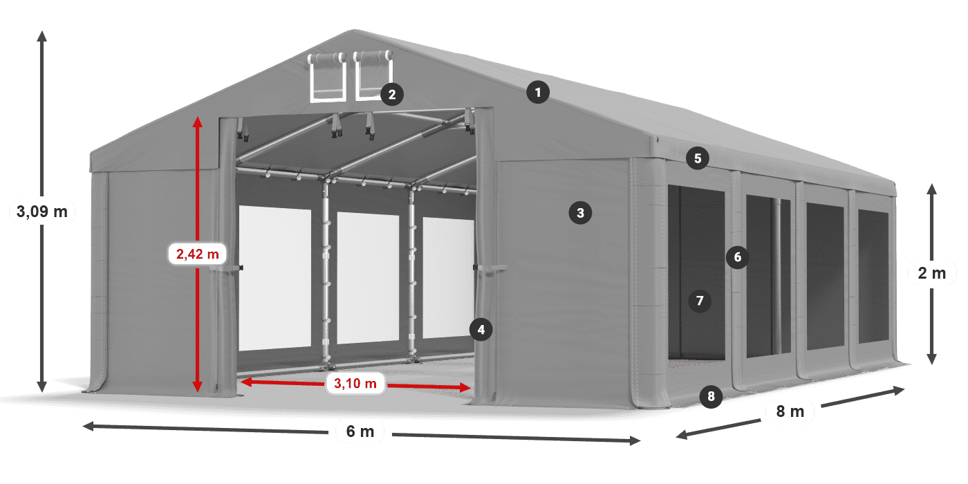 Dach: MS 580 PVC Ściany: MS 580 PVC
