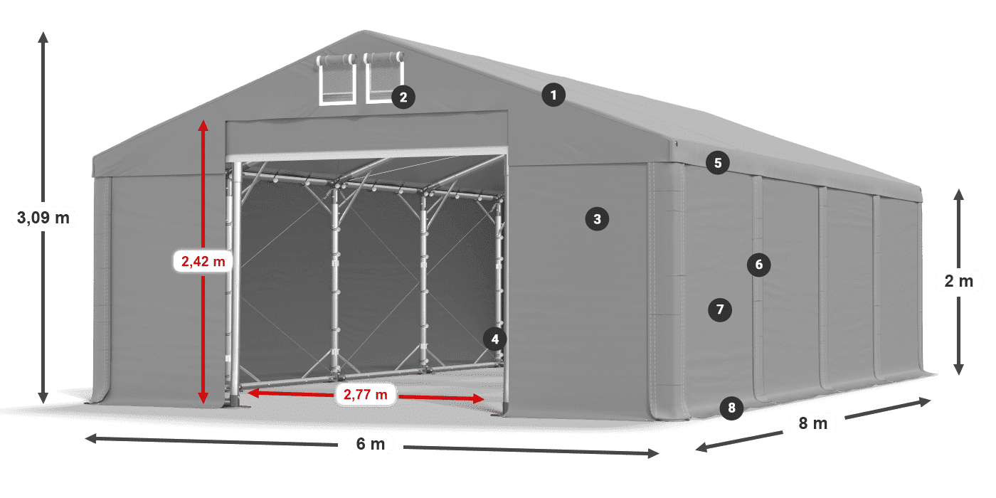Dach: MS 580 PVC Ściany: SD 500 PVC 2m legenda
