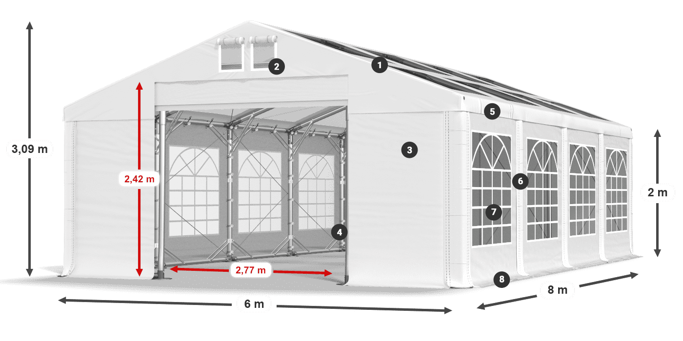 Dach: MS 580 PVC Ściany: SD 500 PVC 2m legenda
