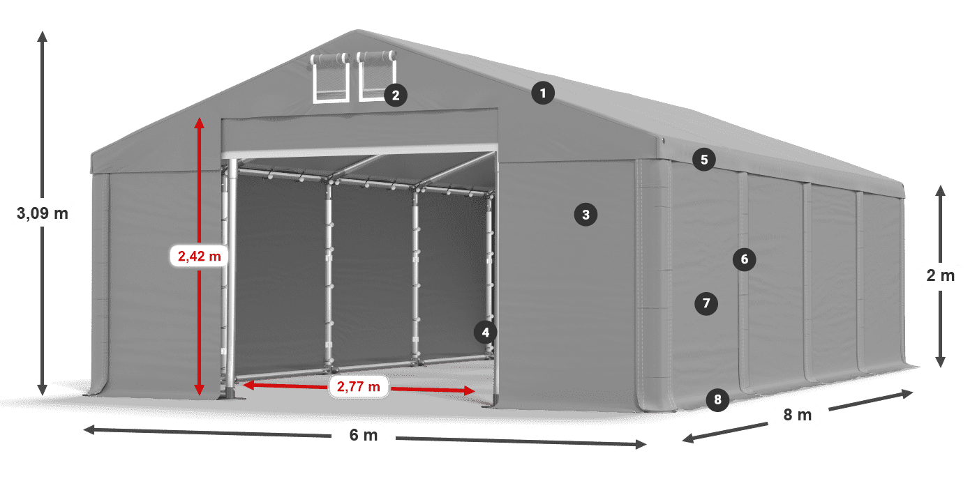 Dach: MS 580 PVC Ściany: SD 500 PVC 2m legenda