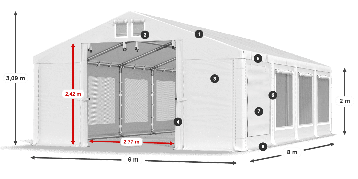Dach: MS 580 PVC Ściany: SD M 500 PVC 2m legenda