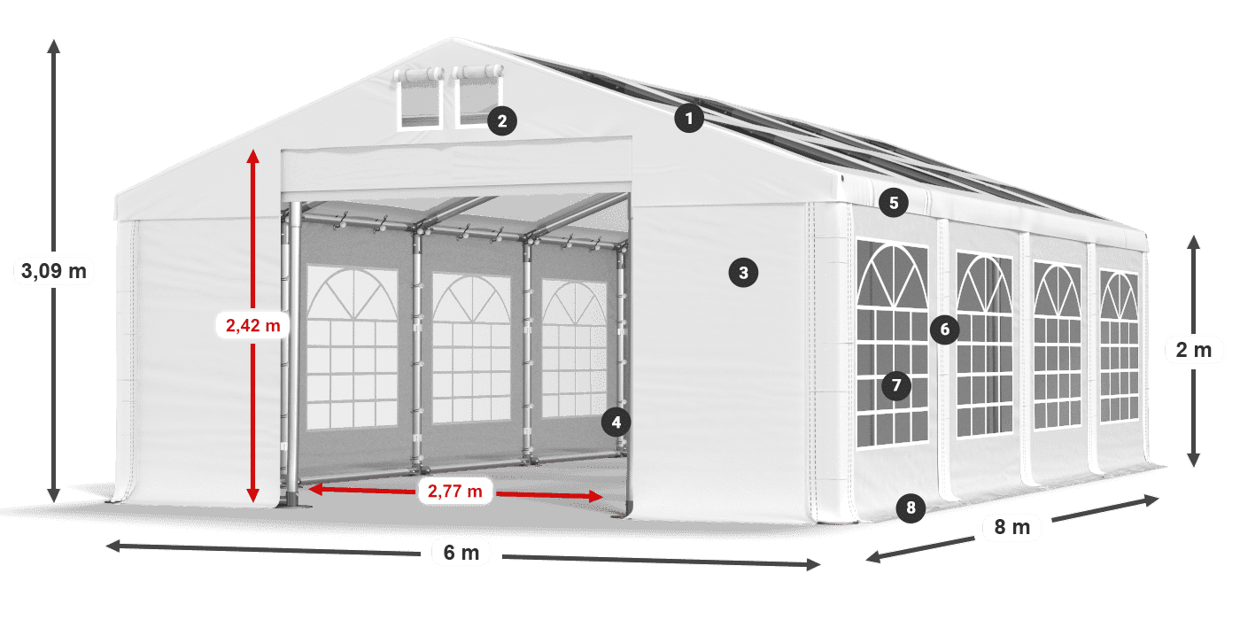 Dach: MS 580 PVC Ściany: SD 500 PVC 2m legenda