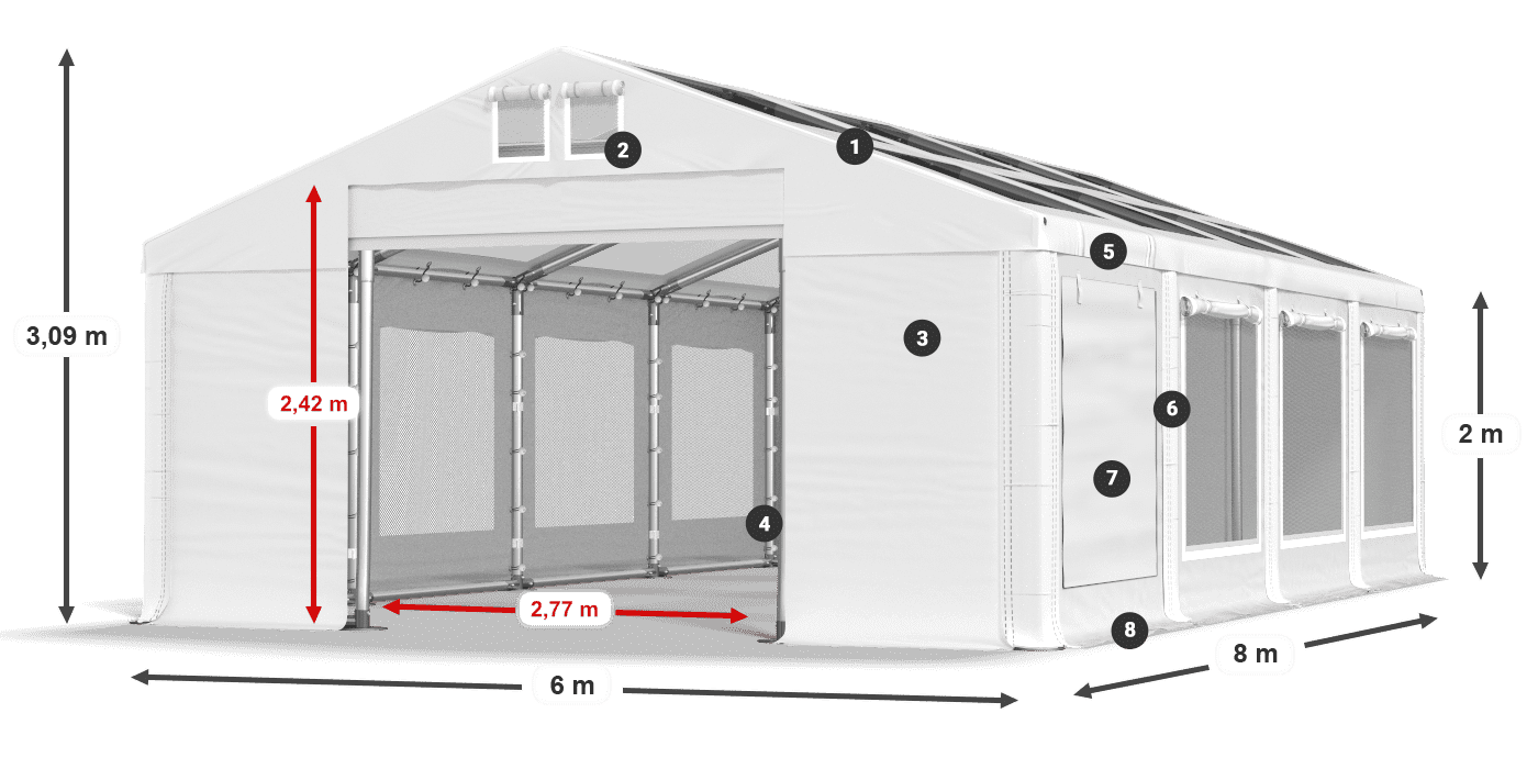 Dach: MS T 580 PVC Ściany: SDM  500 PVC 2m legenda