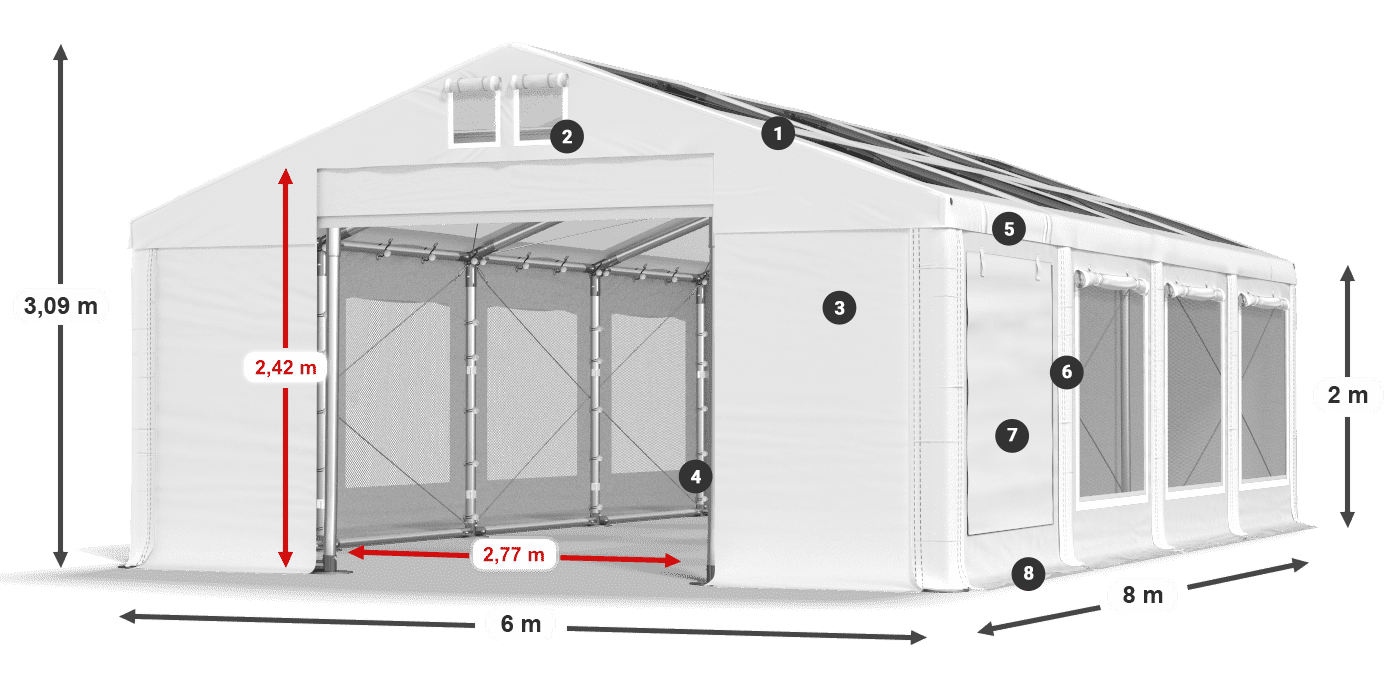 Dach: MS T 580 PVC Ściany: SDM  500 PVC 2m legenda