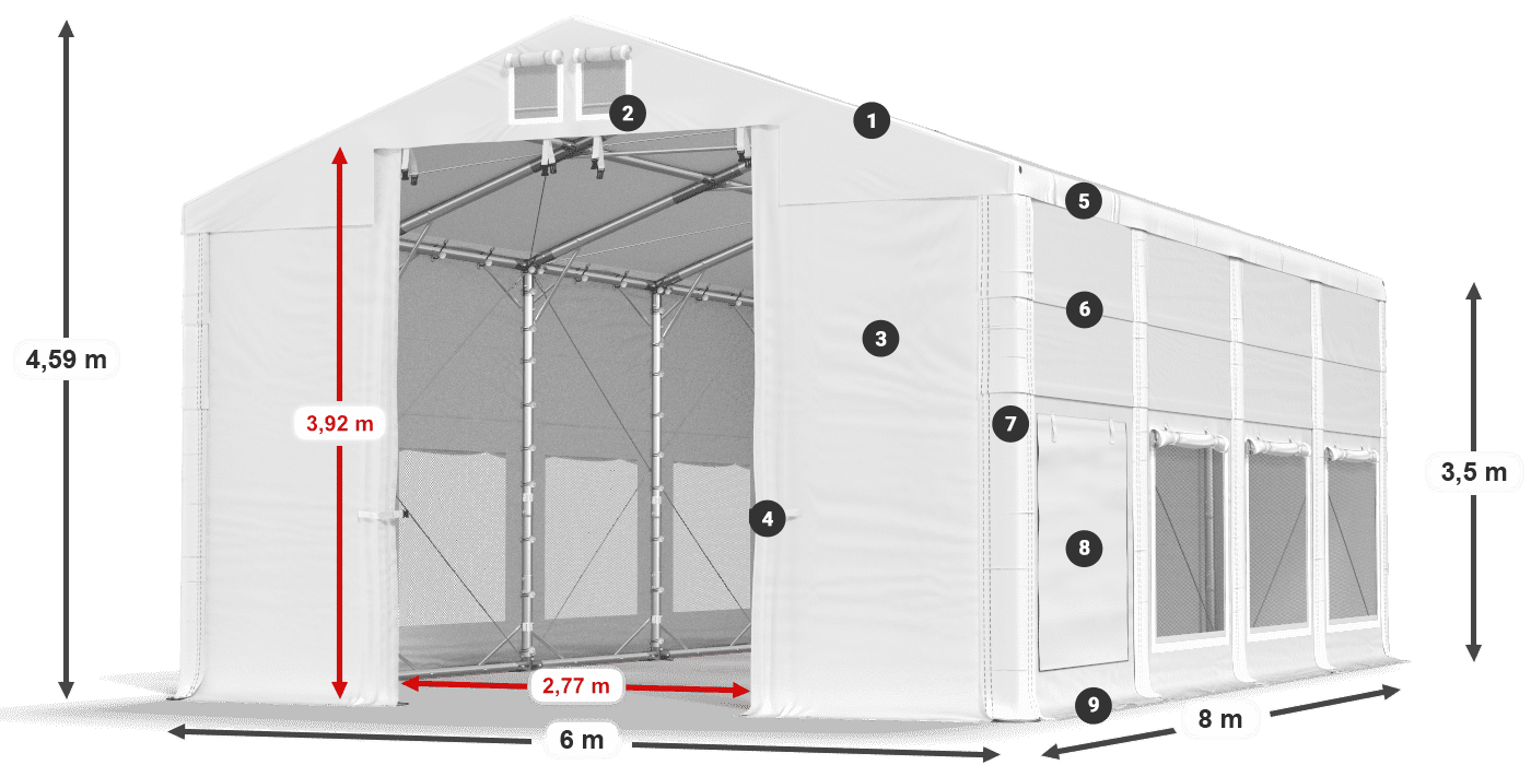 Dach: MS 580 PVC Ściany: SD M 500 PVC 3.5m legenda