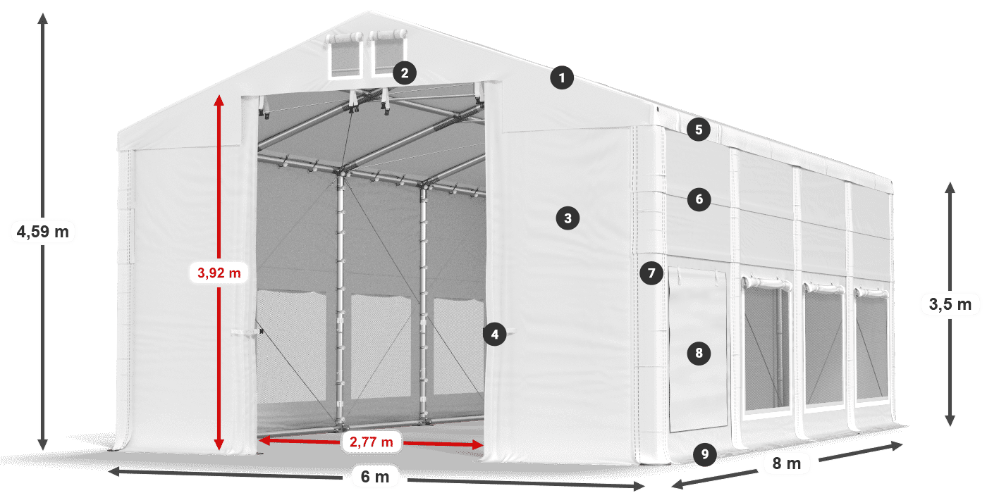 Dach: MS 580 PVC Ściany: SD M 500 PVC 3.5m legenda