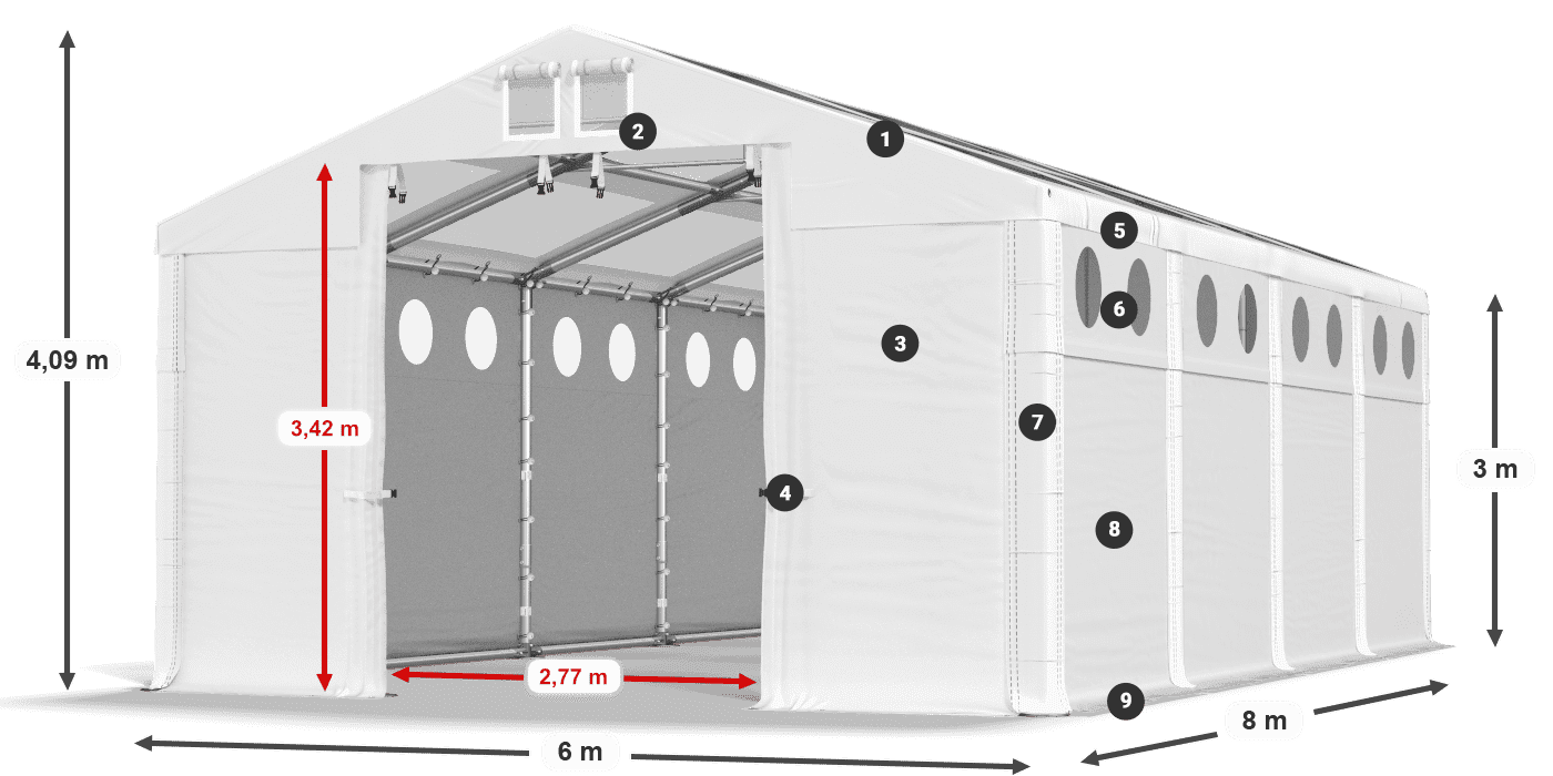 Dach: MS T 580 PVC Ściany: MS O 580 PVC 3m legenda