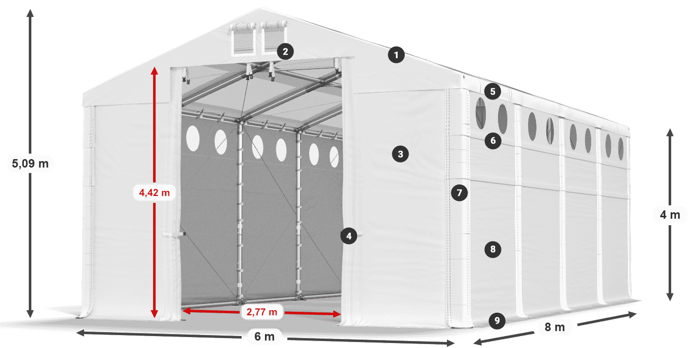 Dach: MS T 580 PVC Ściany: MS O 580 PVC 4m legenda