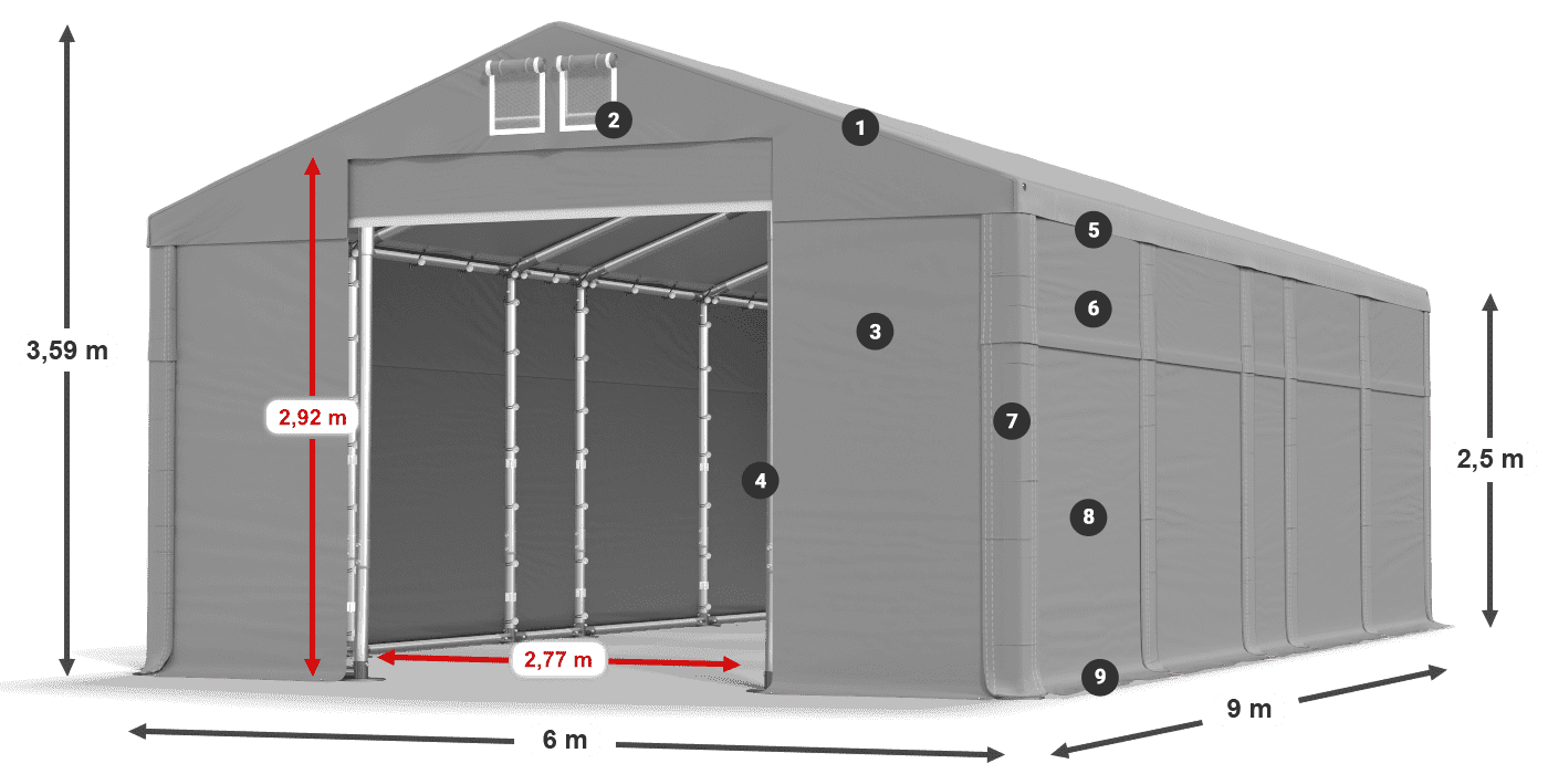 Dach: MS 580 PVC Ściany: SD 500 PVC 2.5m legenda