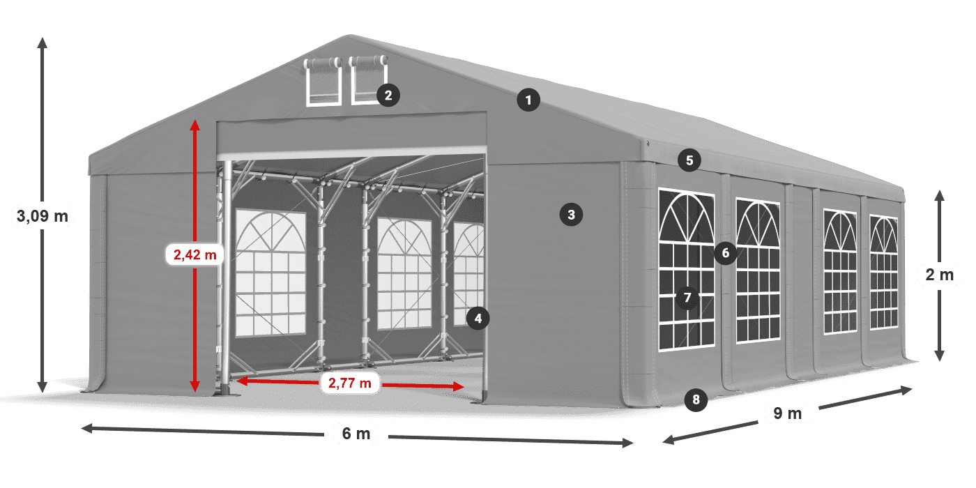 Dach: FR 620 PVC Ściany: SD 500 PVC 2m legenda