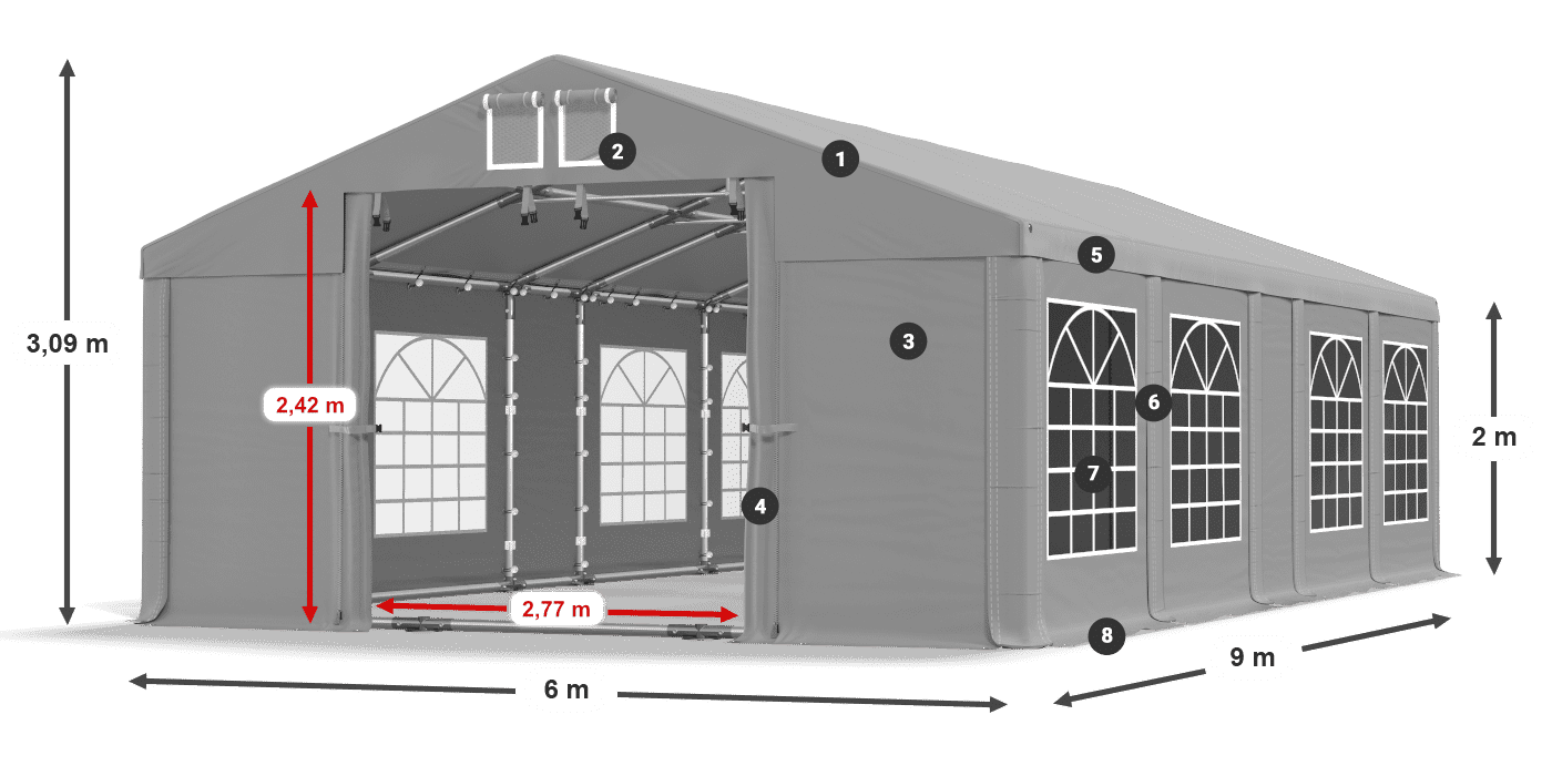 Dach: FR 620 PVC Ściany: SD 500 PVC 2m legenda