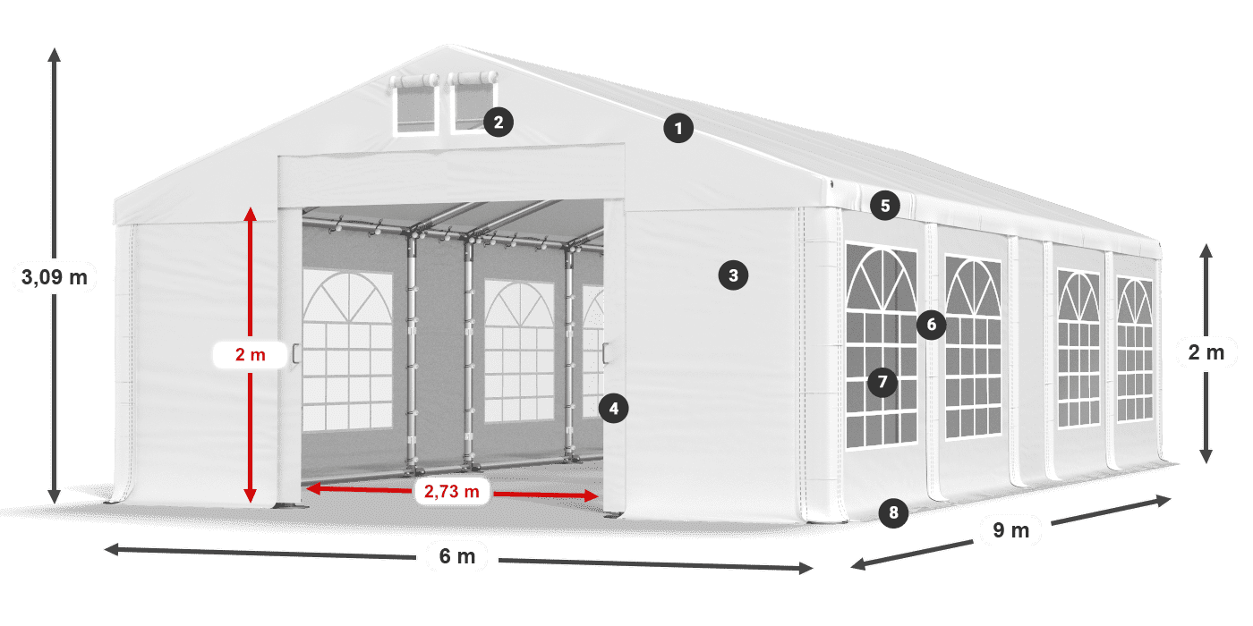 Dach: FR 620 PVC Ściany: SD 500 PVC 2m legenda