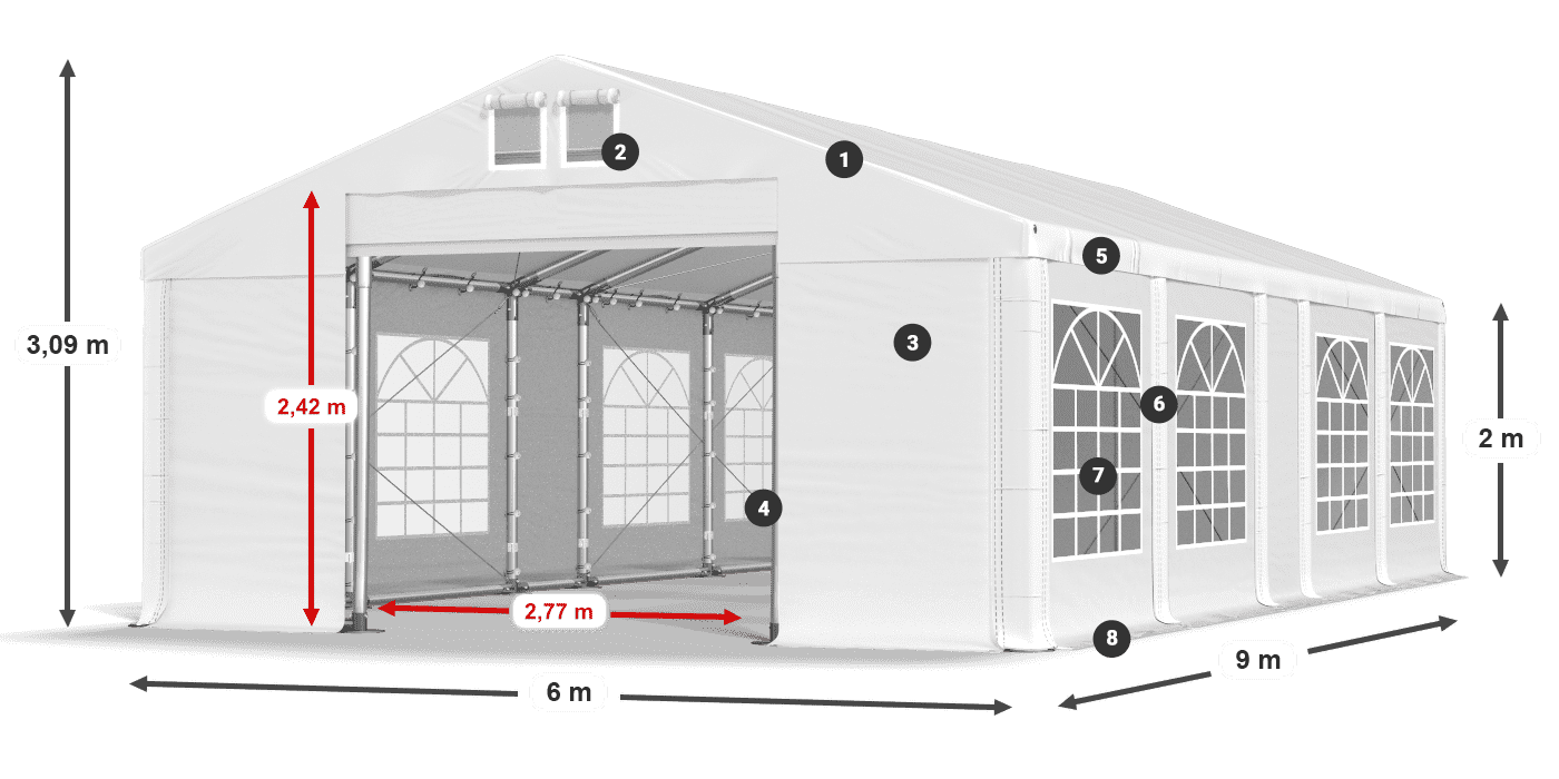 Dach: FR 620 PVC Ściany: SD 500 PVC 2m legenda