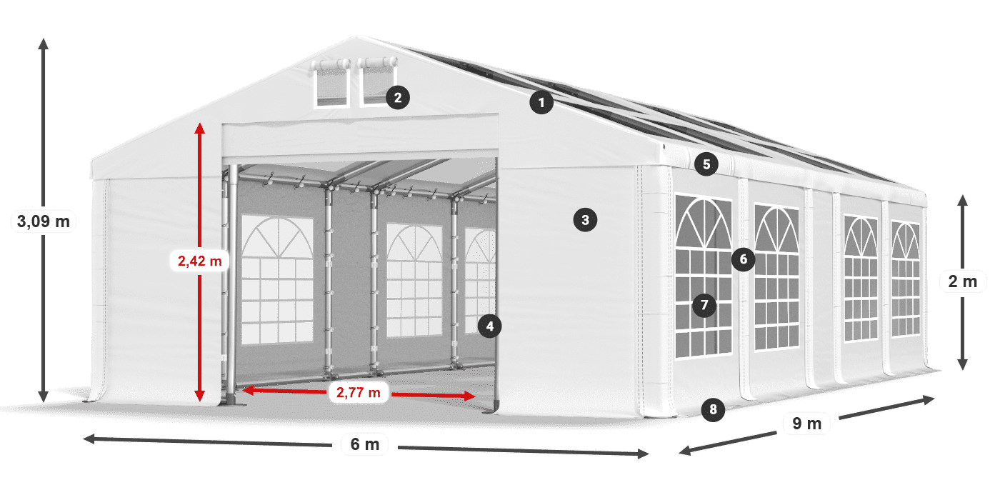 Dach: MS 580 PVC Ściany: SD 500 PVC 2m legenda