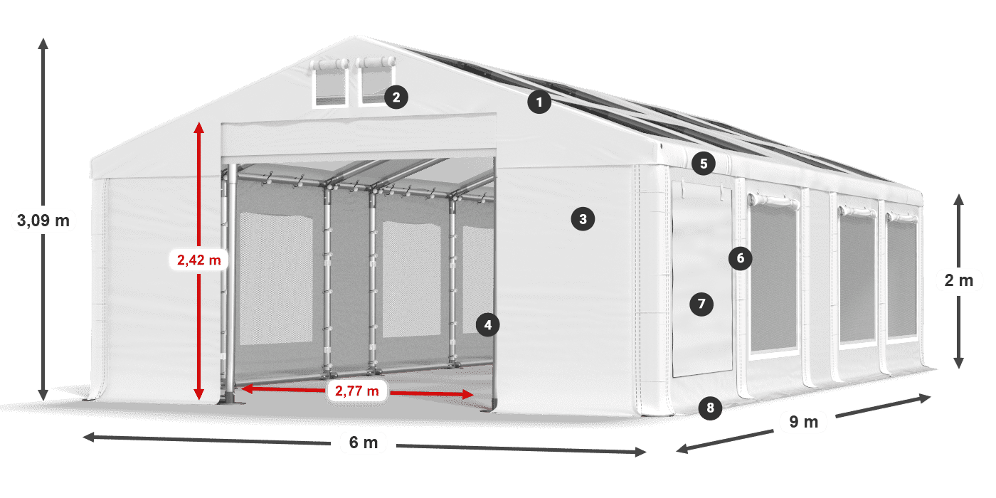 Dach: MS T 580 PVC Ściany: SDM  500 PVC 2m legenda