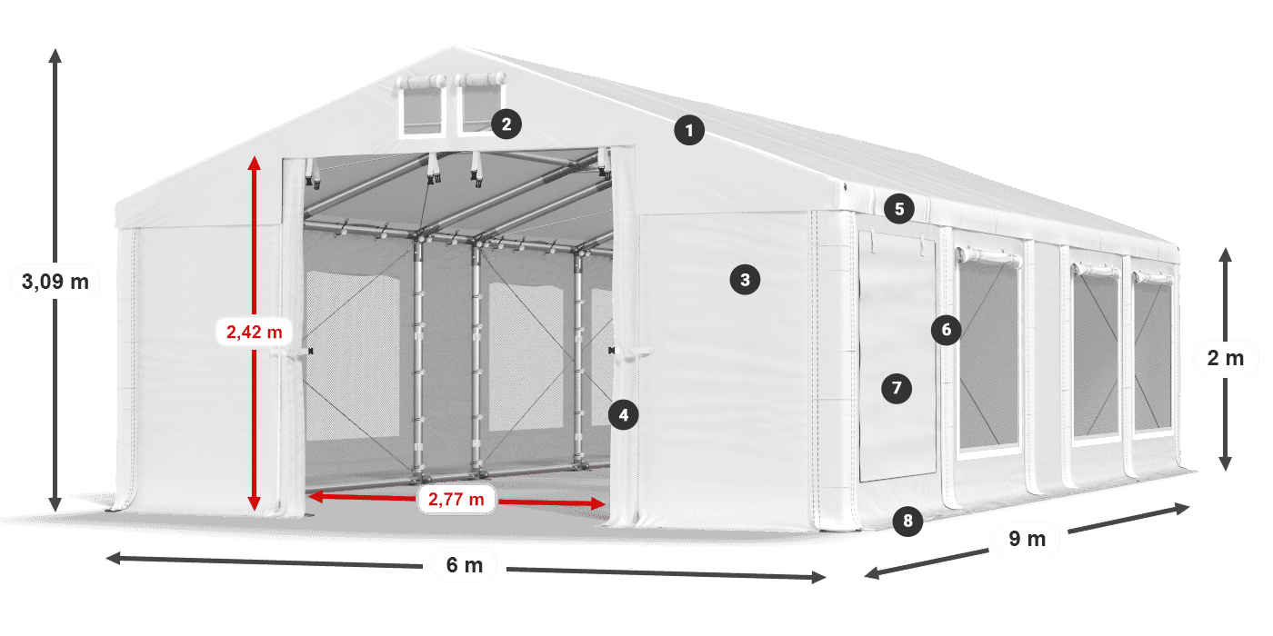 Dach: MS 580 PVC Ściany: SD M 500 PVC 2m legenda