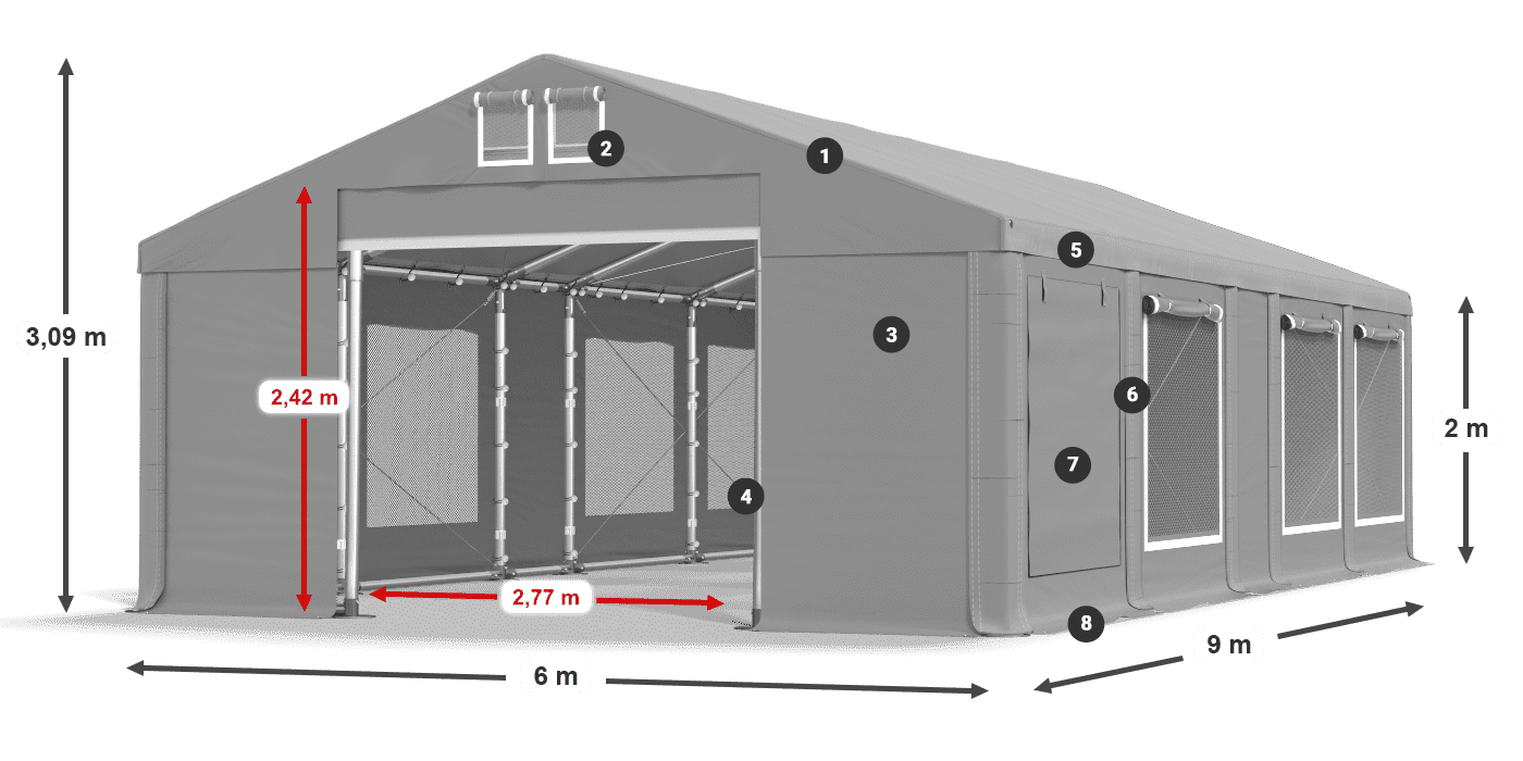 Dach: MS 580 PVC Ściany: SD M 500 PVC 2m legenda