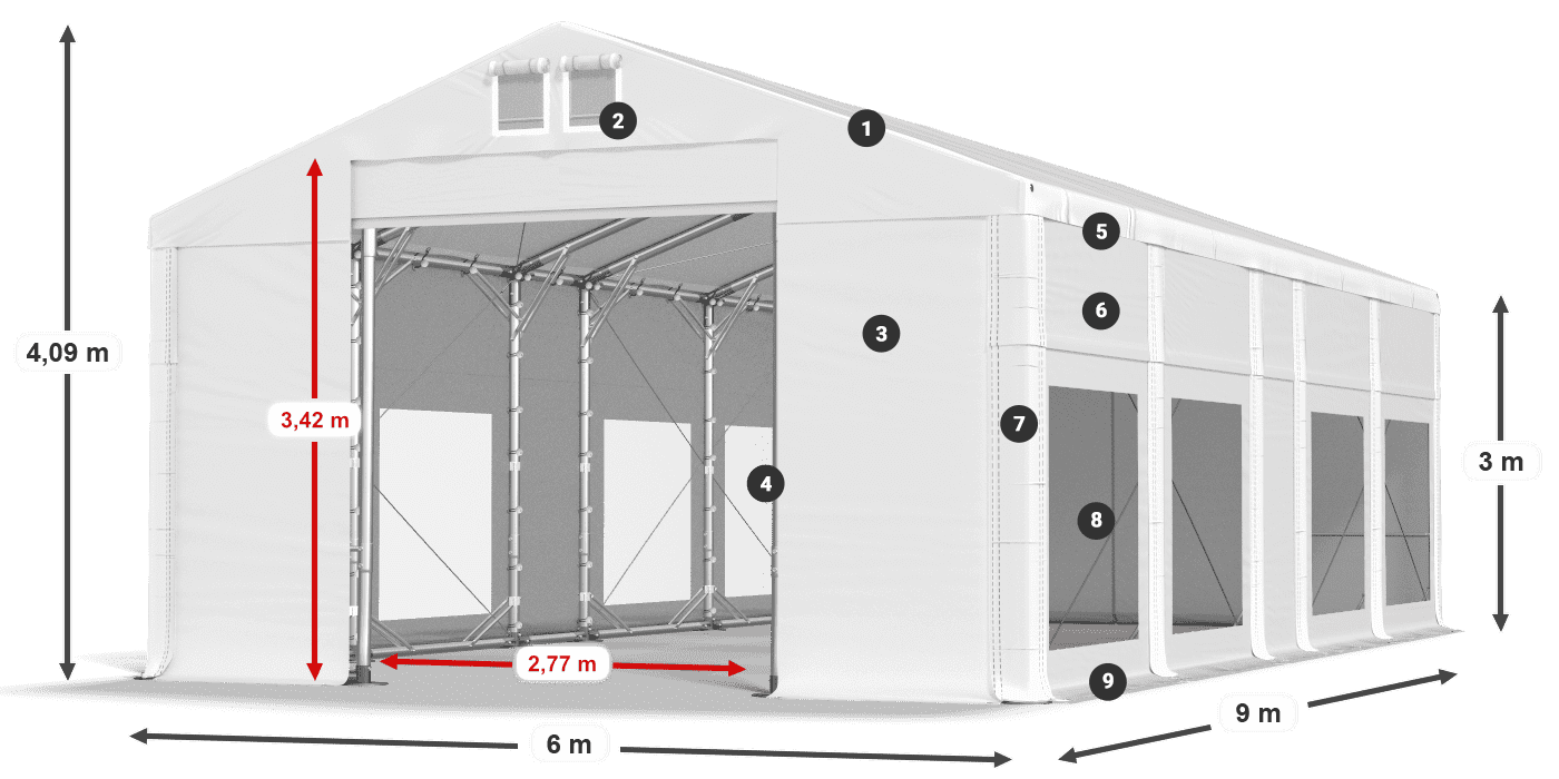 Dach: MS 580 PVC Ściany: MS 580 PVC 3m legenda