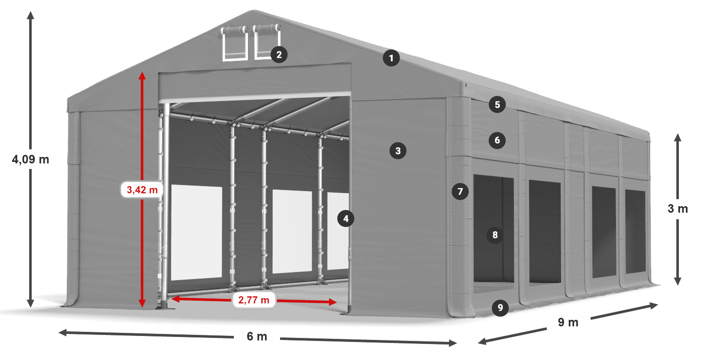 Dach: MS 580 PVC Ściany: MS 580 PVC 3m legenda