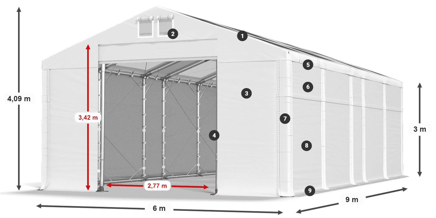 Dach: MS T 580 PVC Ściany: SD 500 PVC 3m legenda