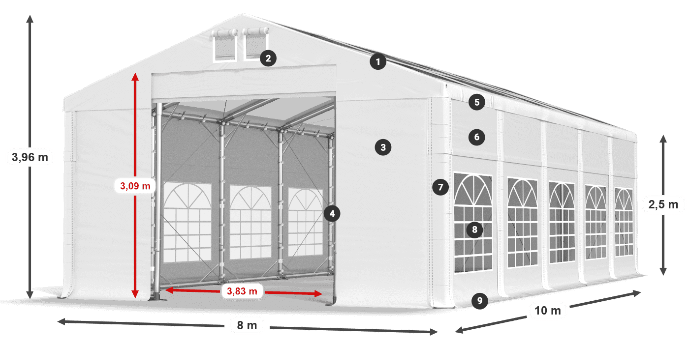 Dach: MS 580 PVC Ściany: SD 500 PVC 2.5m legenda