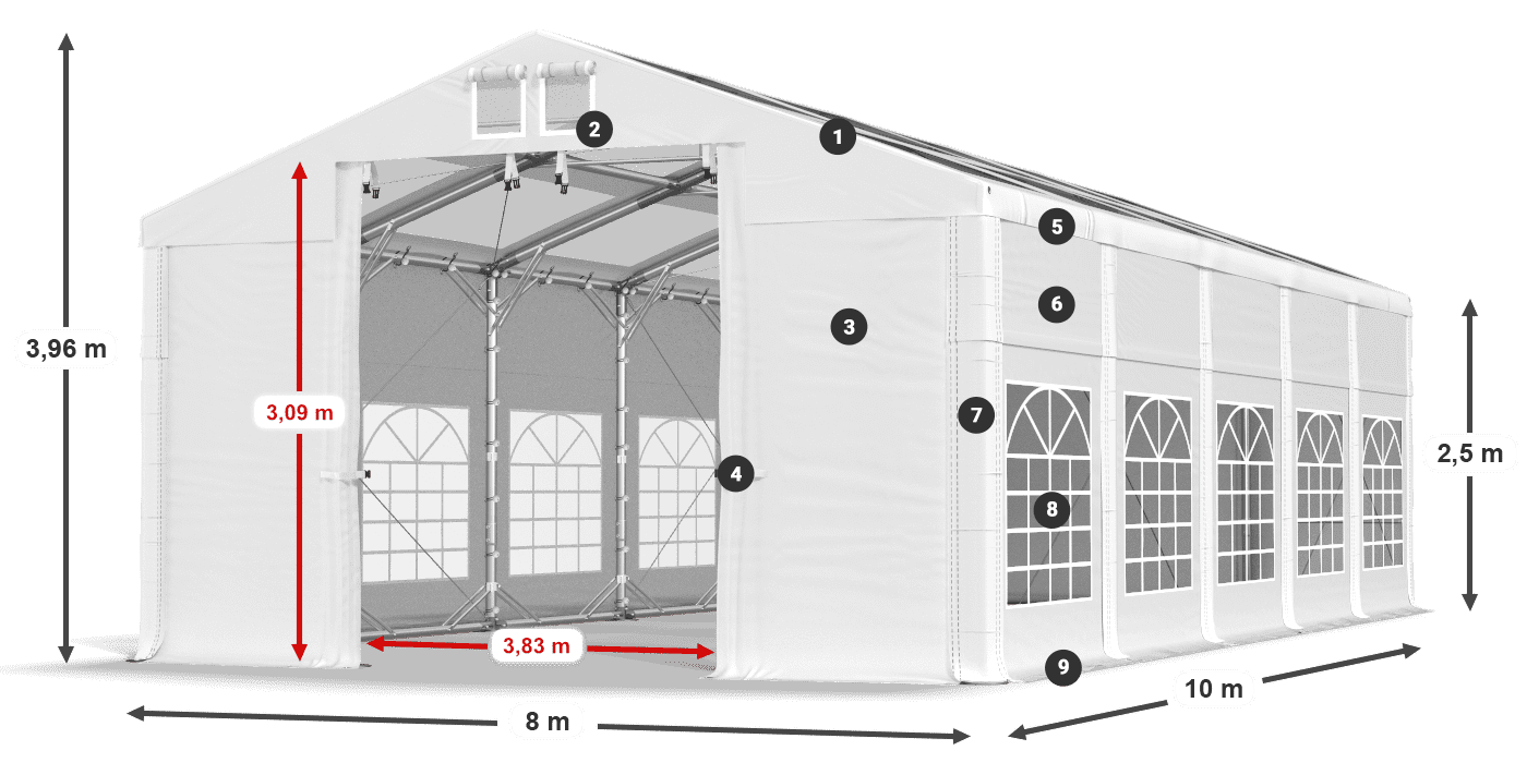 Dach: MS 580 PVC Ściany: SD 500 PVC 2.5m legenda