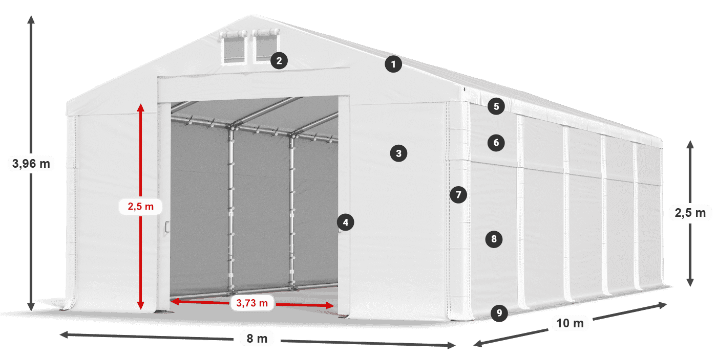 Dach: SD 560 PVC Ściany: FR 620 PVC legenda 2.5m