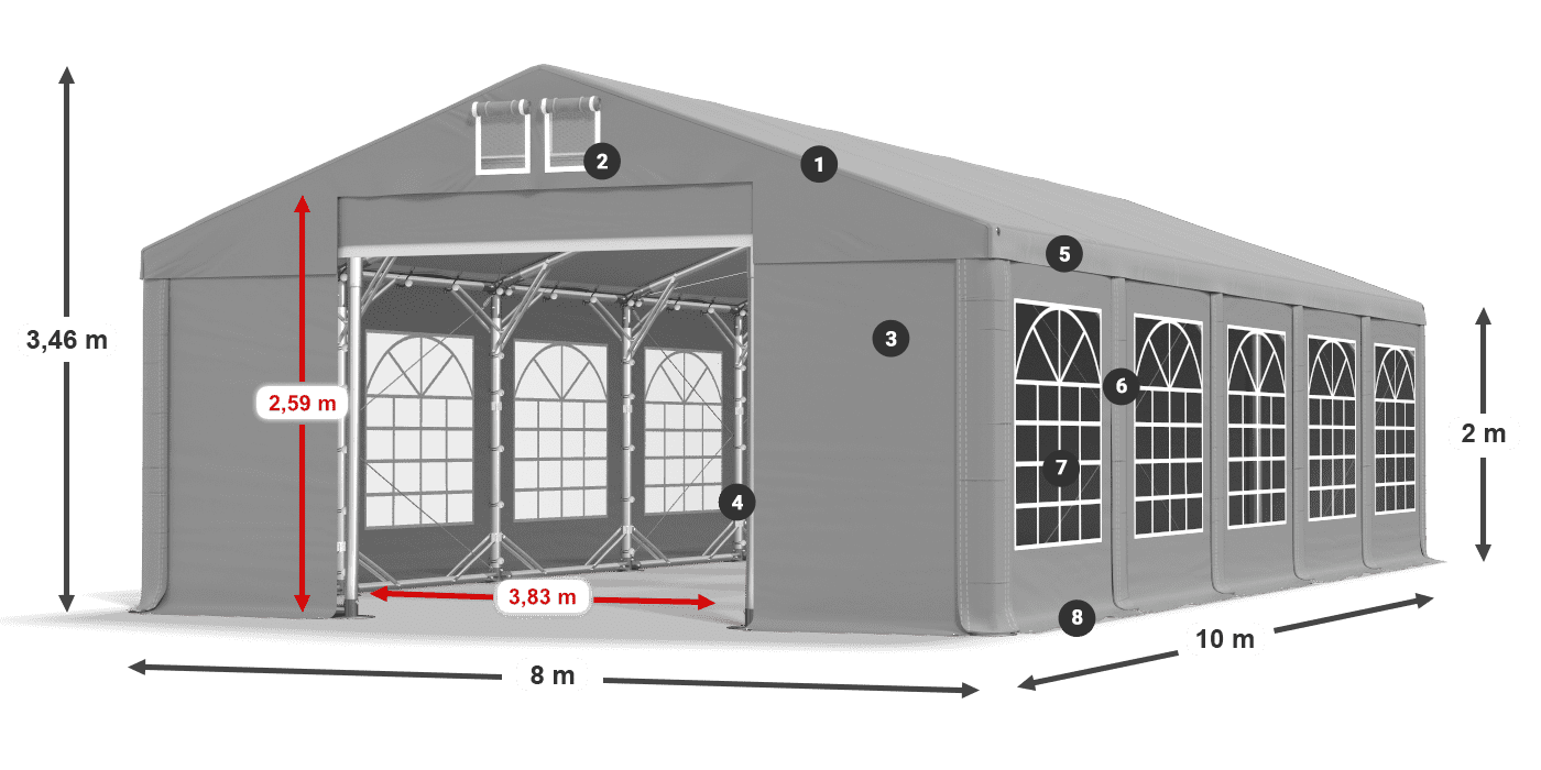 Dach: FR 620 PVC Ściany: SD 500 PVC 2m legenda